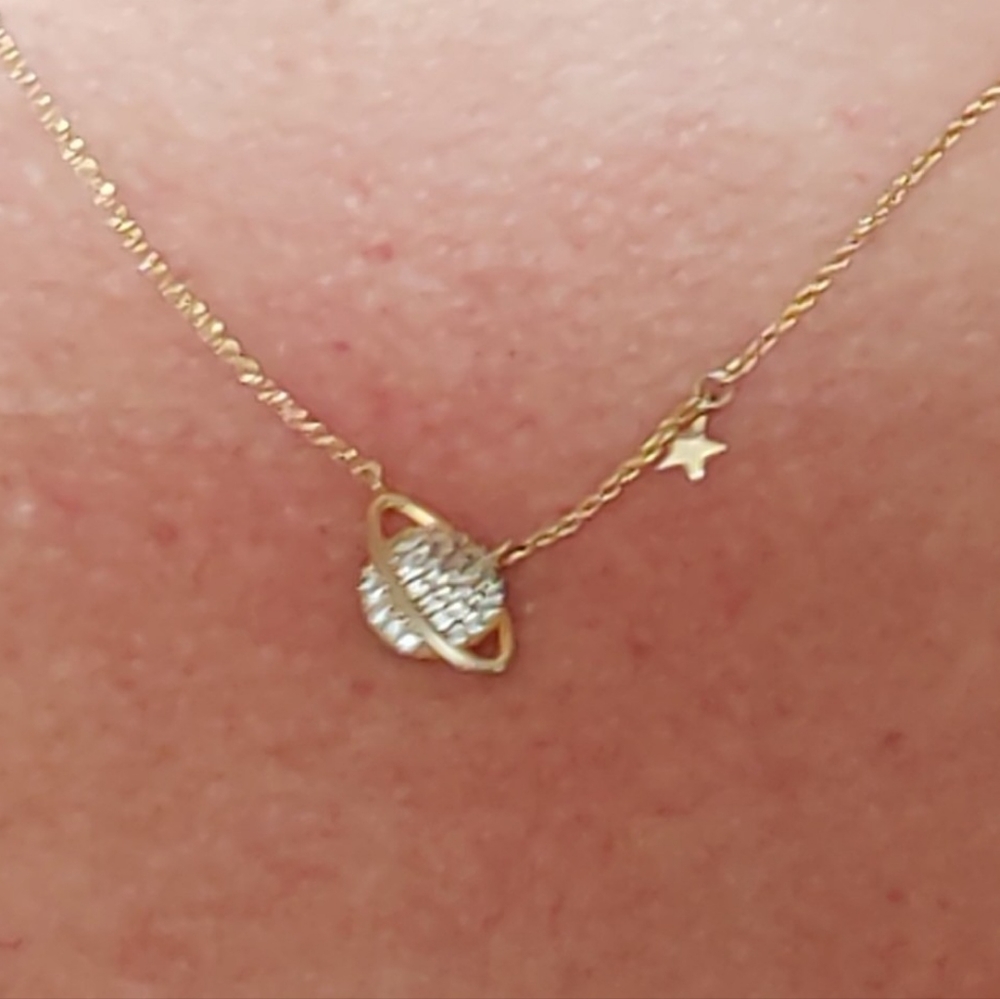 Pave Saturn with Star Dangle